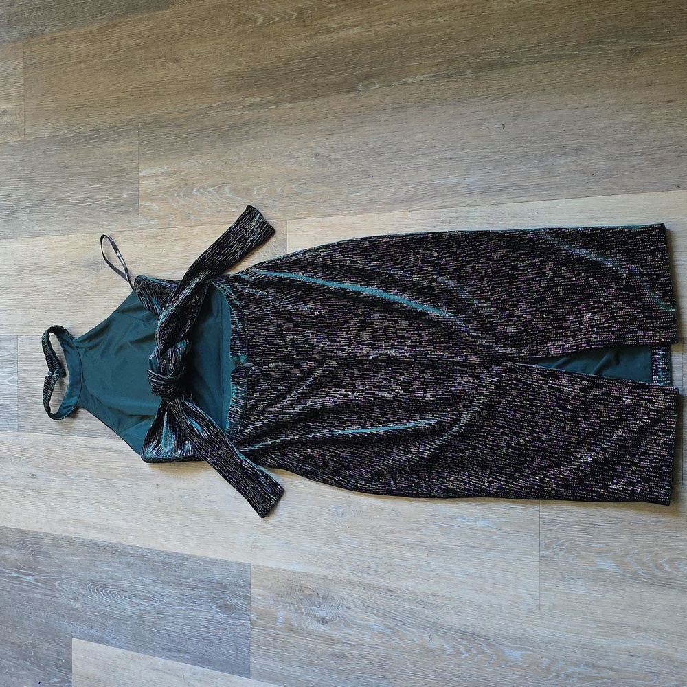 Lavish Alice Shimmering Green Midi Dress - Picture 11 of 16